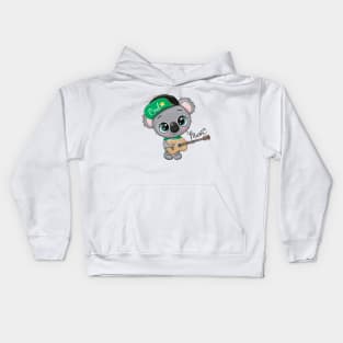 Cute koala with a guitar. Kids Hoodie